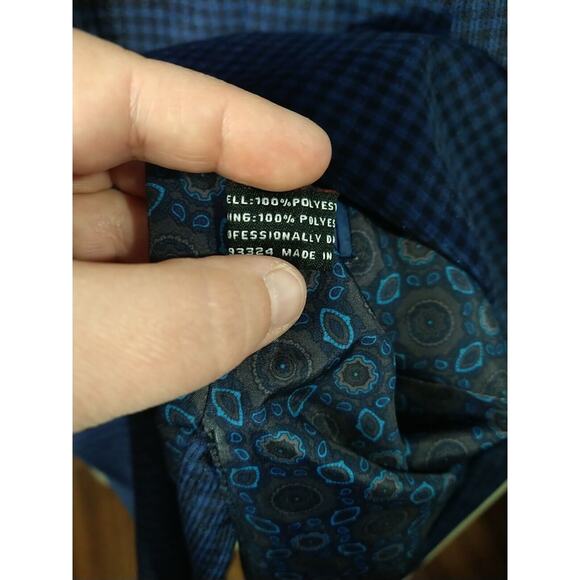 Gianpaul Men's 42R Blazer Modern Fit Blue Black Velvet Check Lined formal prof - Picture 11 of 16
